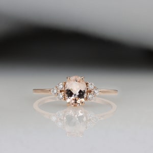 Morganite ring, Morganite and Diamond ring, engagement ring, unique ring, unique engagement, Morganite engagement ring image 2