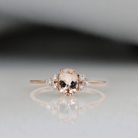 Morganite Ring, Morganite and Diamond Ring, Engagement Ring