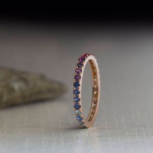Rainbow eternity ring Sapphire Emerald Tanznite Garnet Blue Topaz Aqua marine diamond Amethyst image 2