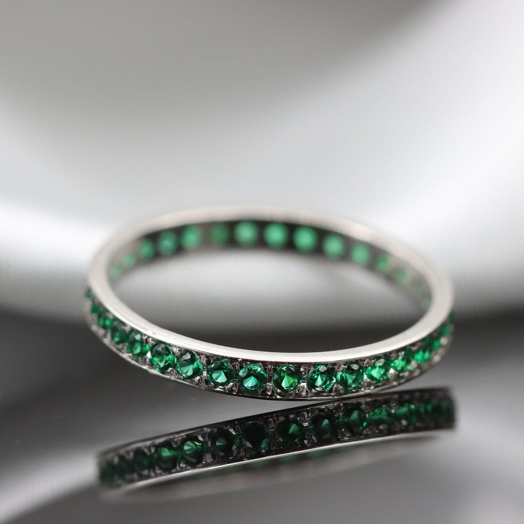 Emerald Eternity Ring 14 Karat White Gold - Etsy