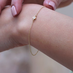 Dainty Diamond bracelet, single diamond bracelet, dainty gold bracelet, everyday bracelet, diamond bracelet, minimalist bracelet image 4