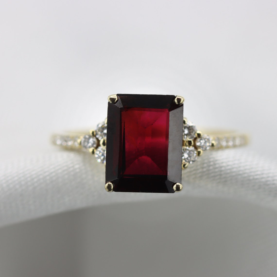 Burgundy Garnet and Diamond Ring Vintage Style Garnet Gold - Etsy