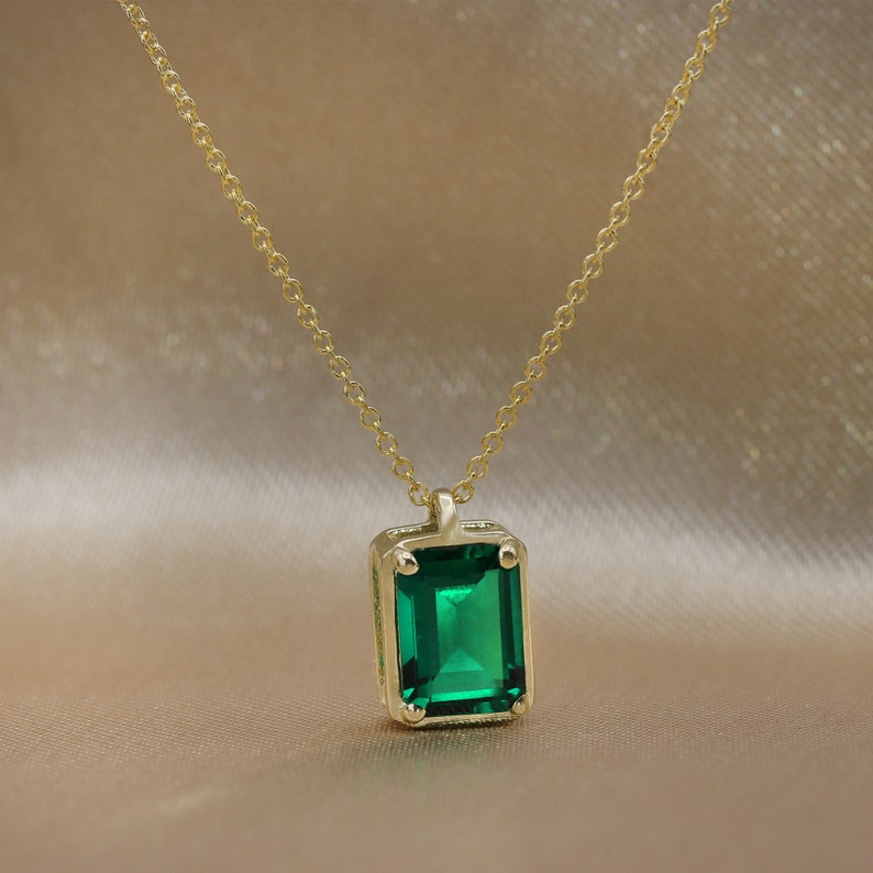 Emerald Necklace Green Emerald Gold Necklace Necklace - Etsy