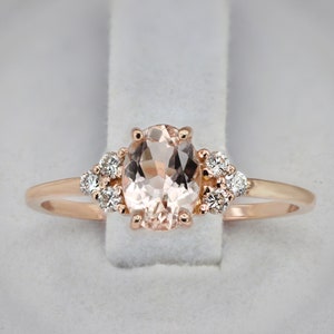 Morganite ring, Morganite and Diamond ring, engagement ring, unique ring, unique engagement, Morganite engagement ring image 3