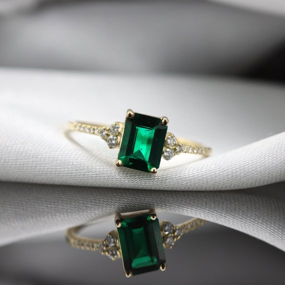 diamanten ring smaragd ring diamanten ring Etsy België