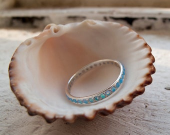 Silver Opal Eternity Ring