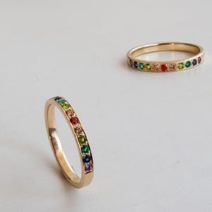 Half Eternity Gold ring - Sapphire - Citrine - Peridot - Emerald - Sapphire - Amethyst - Garnet - Ruby