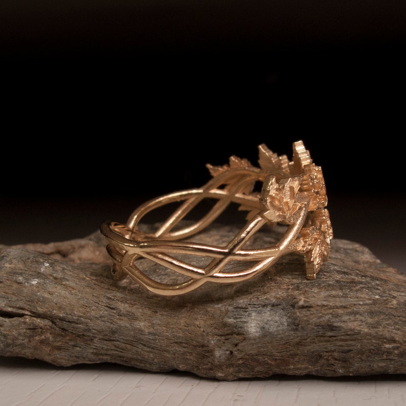 Gold Leaf Ring vine ring maple leaf ring oak leaf ring nature ring branch ring twig ring gold ring tree ring image 3