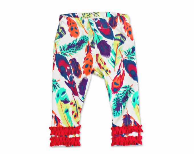 Little Girl Leggings Feathers Girl Leggings Colorful Etsy