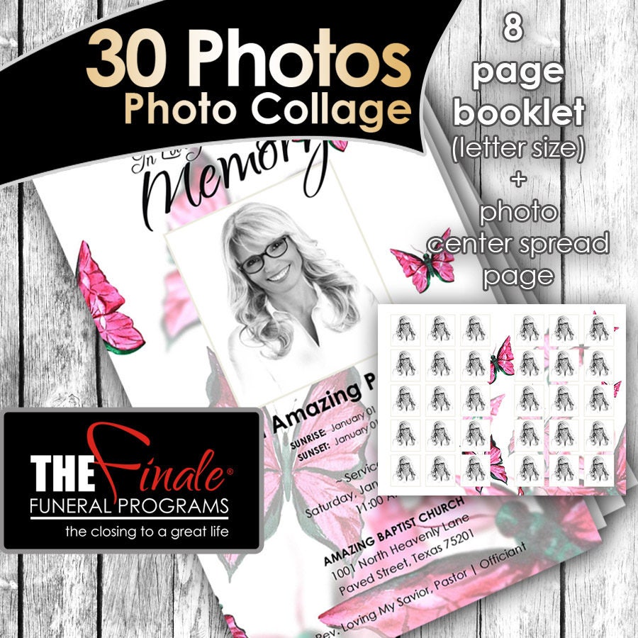 8 page booklet pink butterfly wings 30 photos center spread