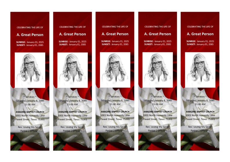 red and white roseville bookmark matching printable etsy