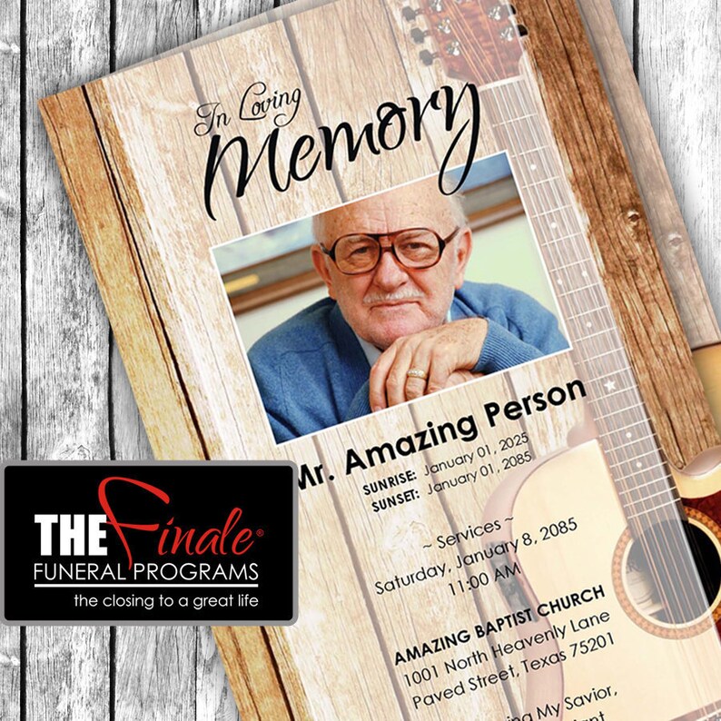 COUNTRY MUSIC printable funeral program template Etsy