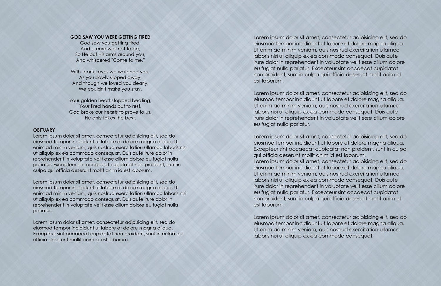 11x17 8page Booklet FABRIC of a MAN printable funeral Etsy