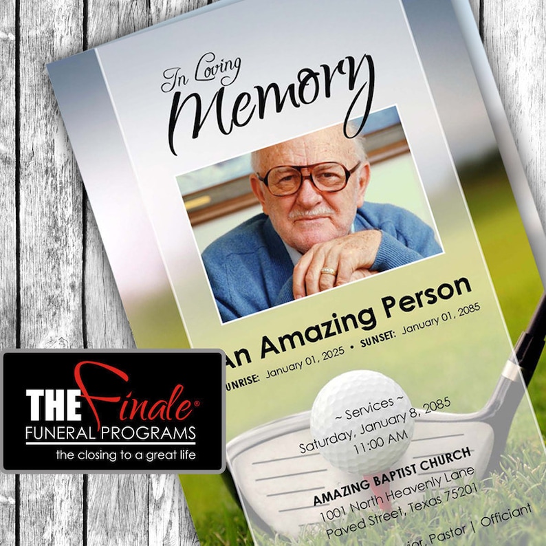 THE ULTIMATE GOLFER printable funeral program template Etsy