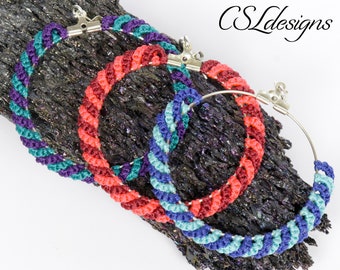 Intertwining hoops macrame earrings