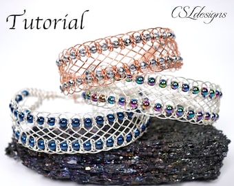 Beaded chevron wire macrame bracelet TUTORIAL