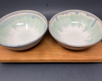 Blue pottery bowl, pottery bowl with drip glaze, soup bowl, set of 2 handmade bowls, handmade bowl, blue ceramic bowl, handmade pottery