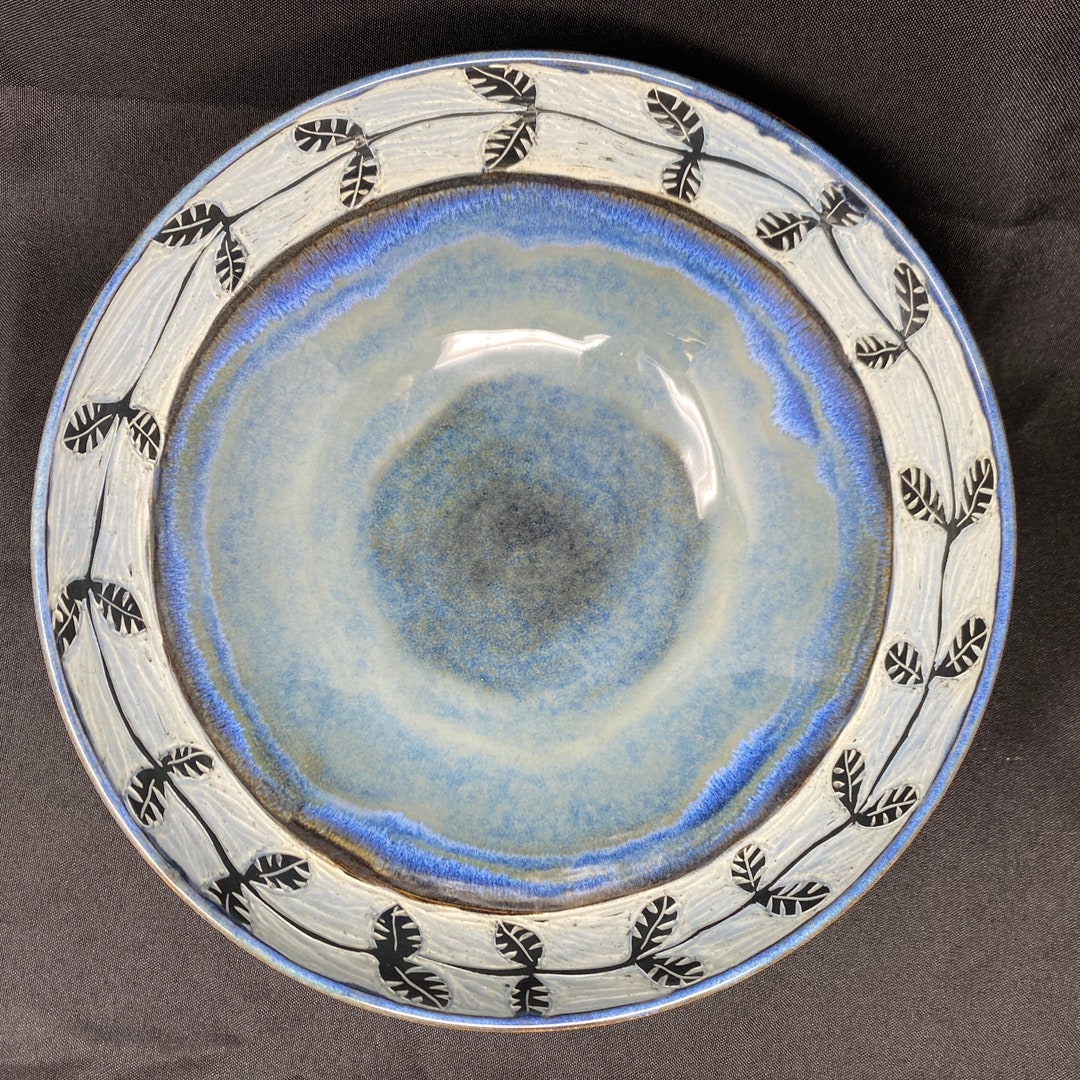 Handmade Pottery Bowl, Large Pottery Serving Bowl, Sgraffito Pottery