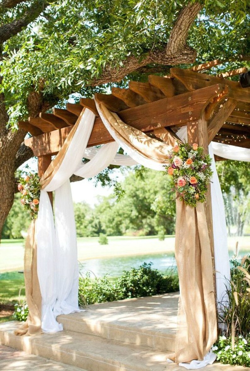 Burlap Wedding Drapes Rustic Curtain Panels Burlap Wedding Etsy