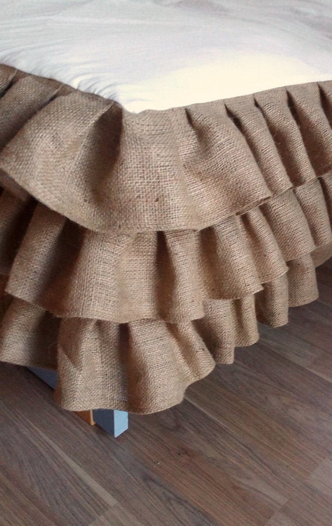 Layered Ruffled Burlap Bedskirt Country Dust Ruffle Etsy
