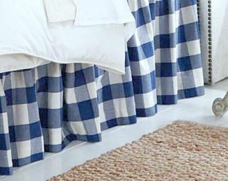 Royal Blue Buffalo Plaid BedSkirt Country Dust Ruffle Etsy