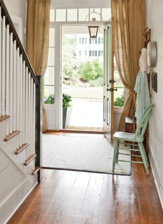 Burlap Curtains Hessian Drapes Jute Window Treatments Etsy
