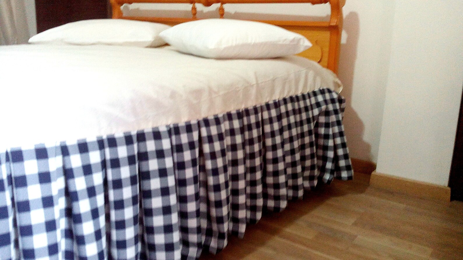 Navy Blue Check Bed Skirt Plaid Bedskirt Bed Valance Etsy
