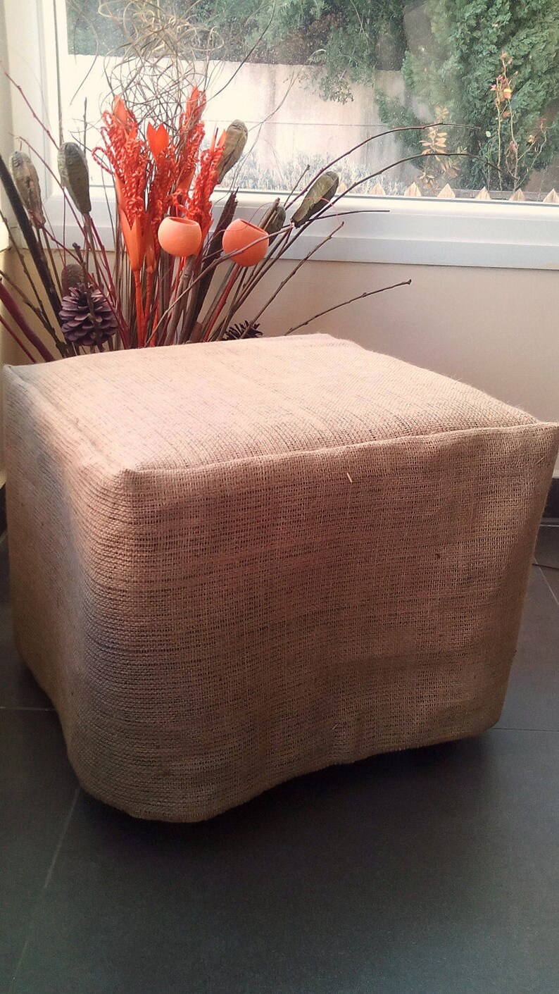 Burlap Ottoman Slipcover Burlap Ottoman Cover Pouf Sleeve Etsy