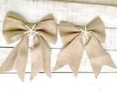 Burlap Bows - Wedding Bows with starfish - Pew End Bows - Burlap Chair Bow - Bow Decoration - Burlap Wedding Decor - Beach Wedding -Set of 6