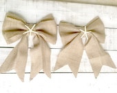 Burlap Bows - Wedding Bows with starfish - Pew End Bows - Burlap Chair Bow - Bow Decoration - Burlap Wedding Decor - Beach Wedding -Set of 6