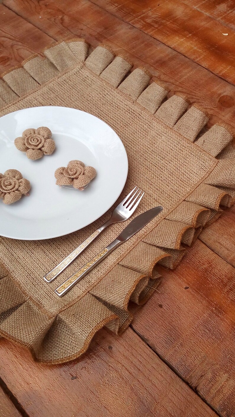 French Farmhouse Placemats Hessian Tablemats Burlap Ruffled Etsy