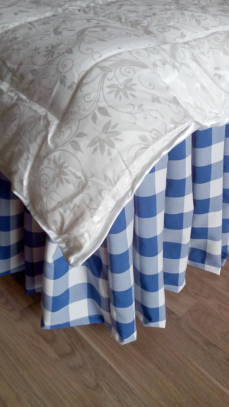 Blue Buffalo Check Bed Skirt Plaid Bed Valance Country Etsy