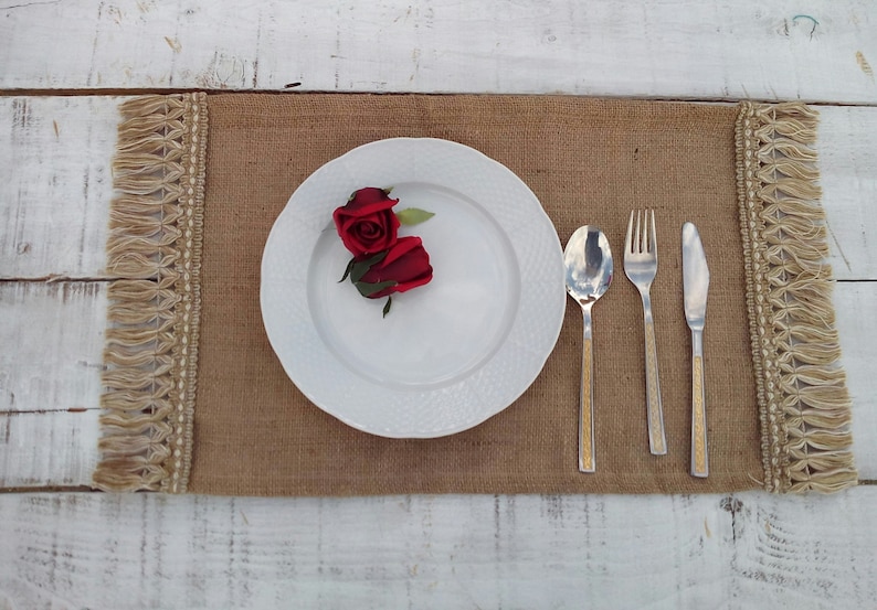 Burlap Placemats Rustic Table Decor Burlap Tablemats Table Settings Wedding Placemats Plate Charger Set of 6