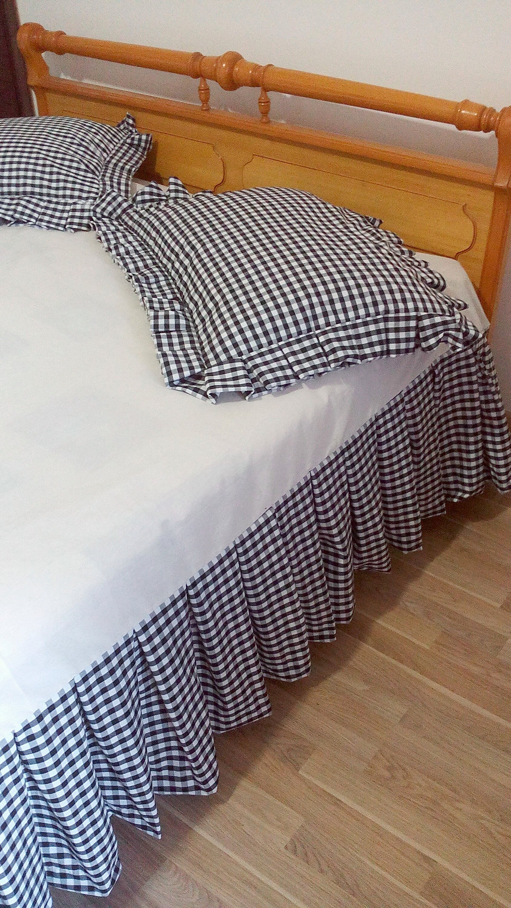 Black and White Bedskirt Gingham Checked Bed Skirt Bed Etsy