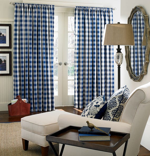 Buffalo Check Curtains Plaid Drapes Country Window Etsy