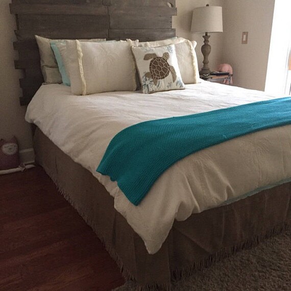 Luxury Fringe Burlap Bedskirt Bed Skirt with Trim Rustic Etsy