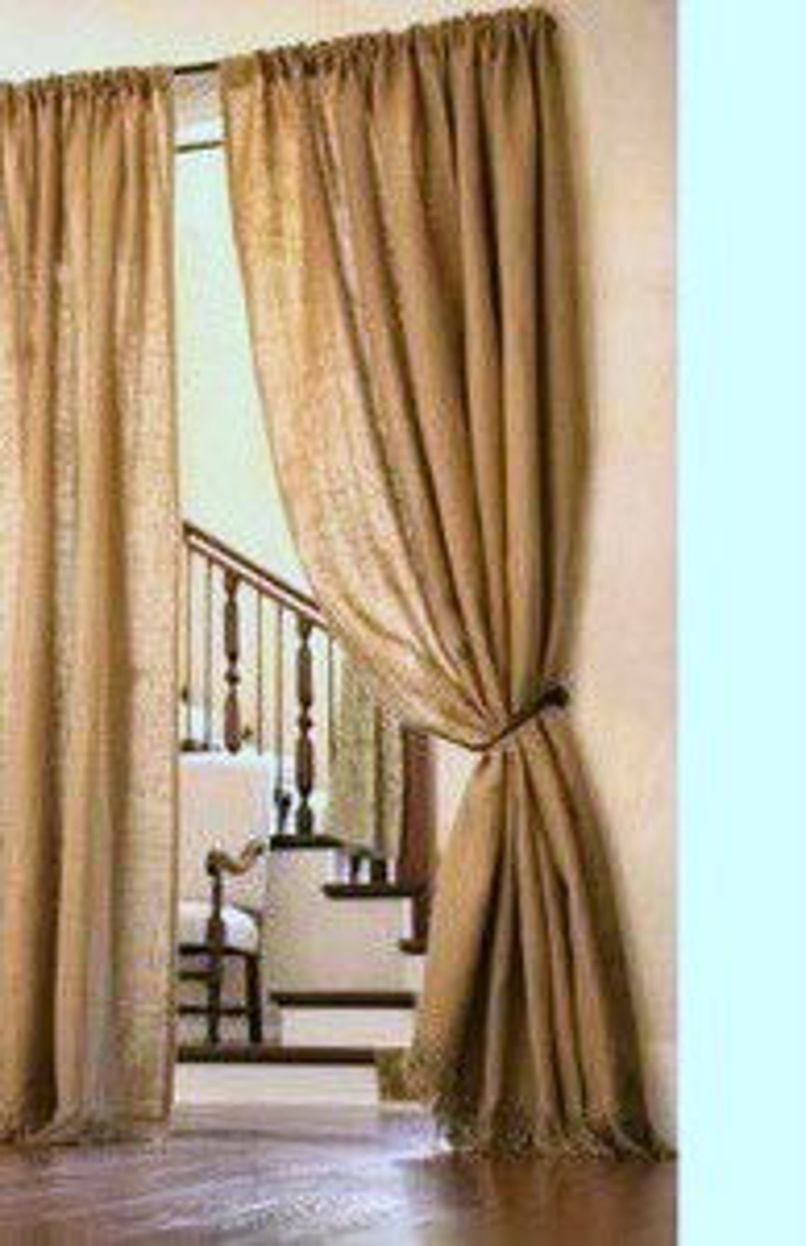 Burlap Curtains Hessian Drapes with Fringe Drapery Jute Etsy