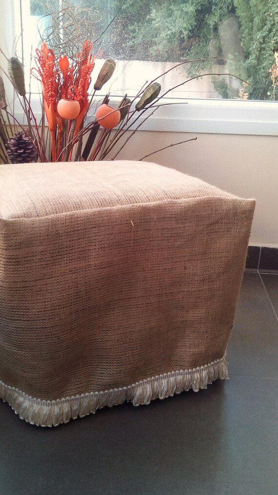 Items similar to Burlap Ottoman Slipcover - Burlap Ottoman Cover with
