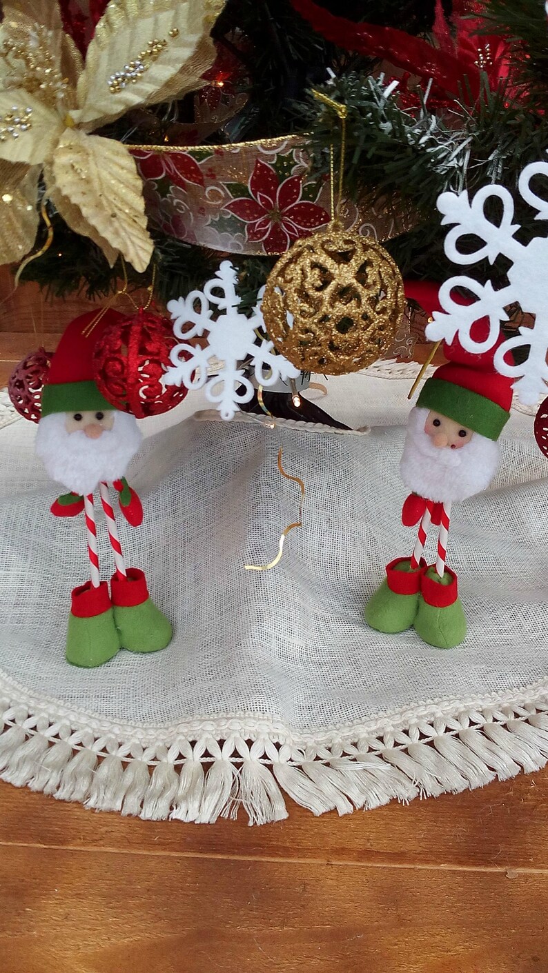 Christmas Decor Tree skirt with fringe Choose your size Christmas Tree Skirt Ivory Burlap Tree Skirt 38-54 Tree Skirt