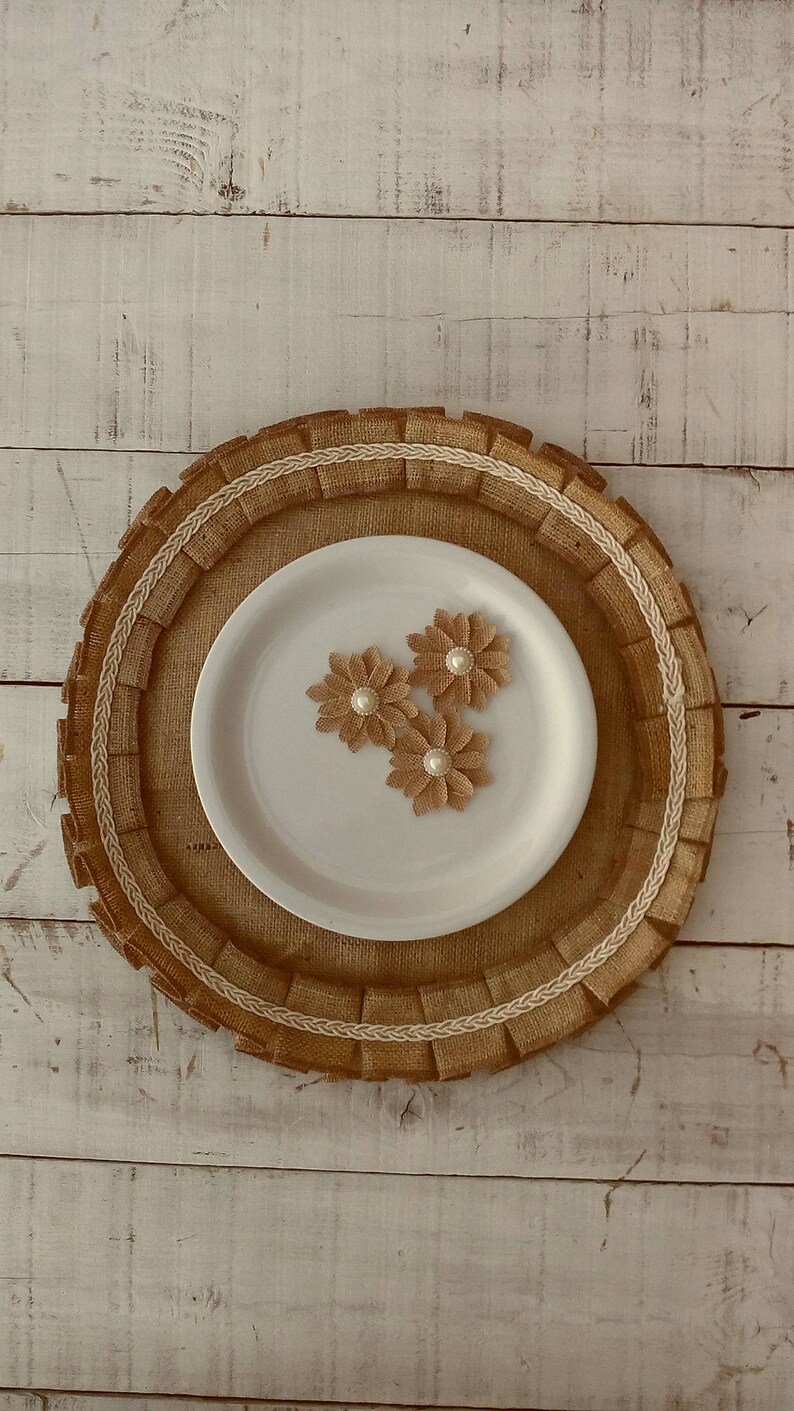 Round Burlap Placemats Round Tablemats Burlap Table Etsy