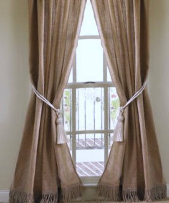 Burlap Curtains Curtains With Fringe Burlap Drapes Etsy