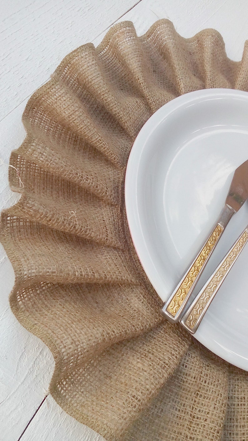 Set of 12 Ruffled Burlap Placemats Gathered Ruffled Table Etsy Australia