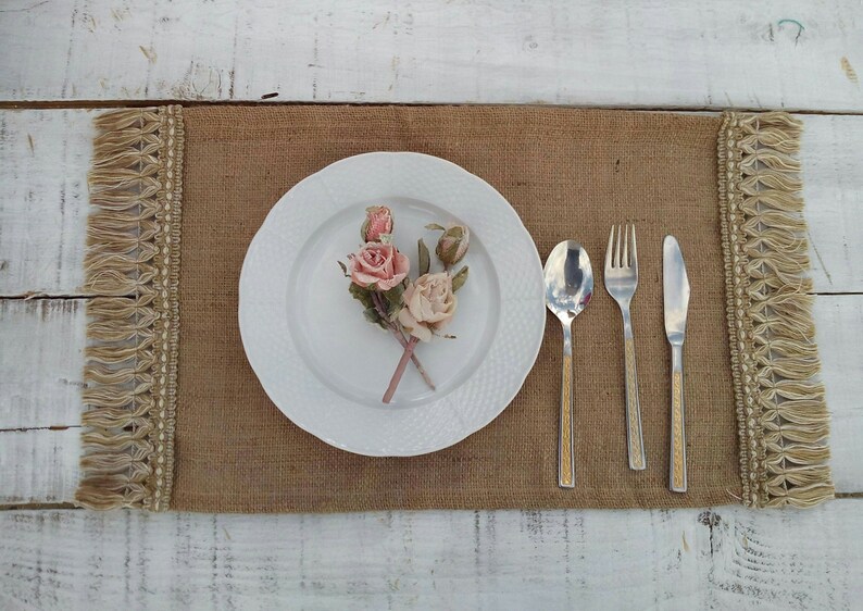 Burlap Placemats Rustic Table Decor Burlap Tablemats Table Settings Wedding Placemats Plate Charger Set of 6