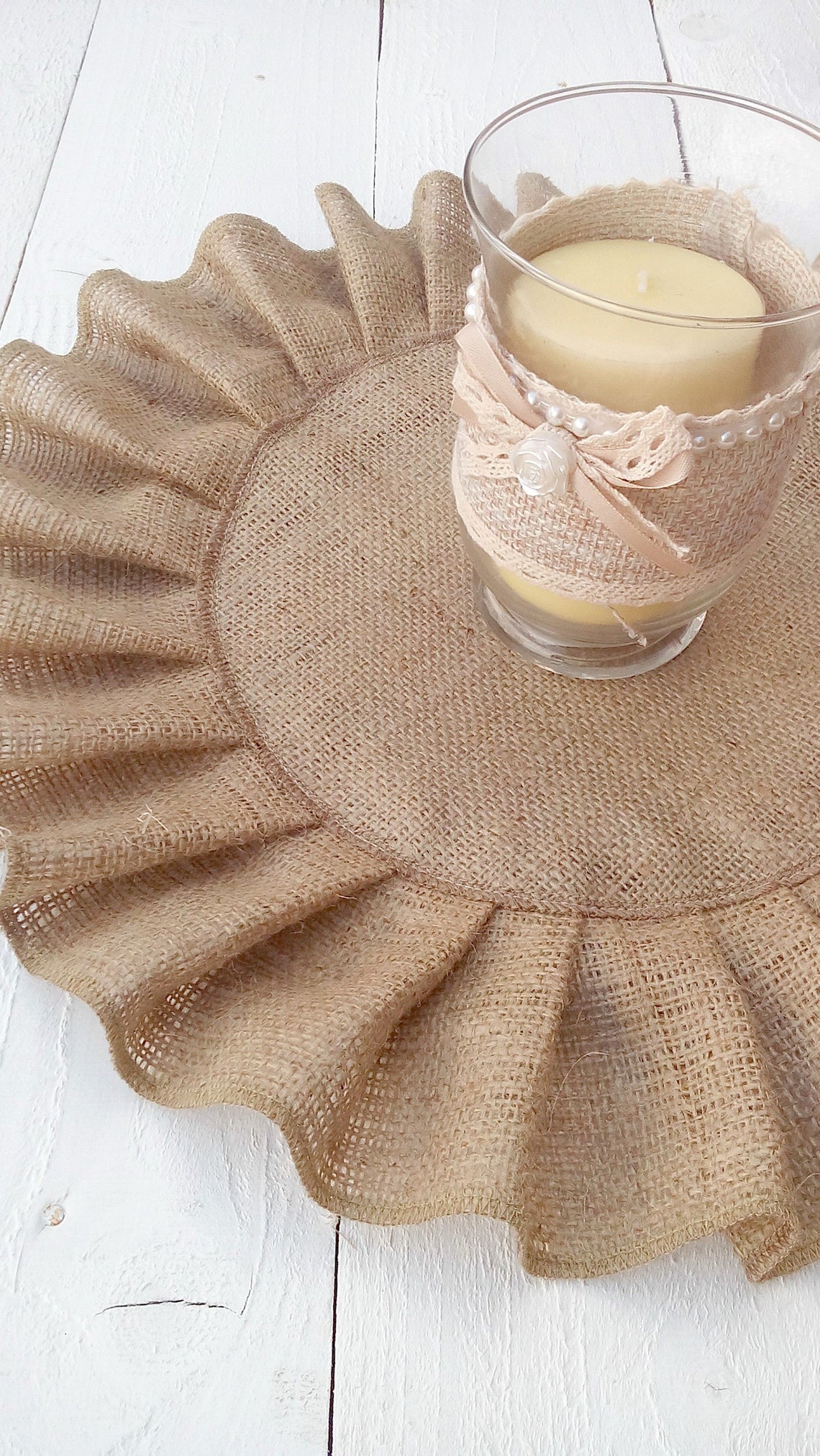 Ruffled Round Burlap Placemats Christmas Table Settings Etsy