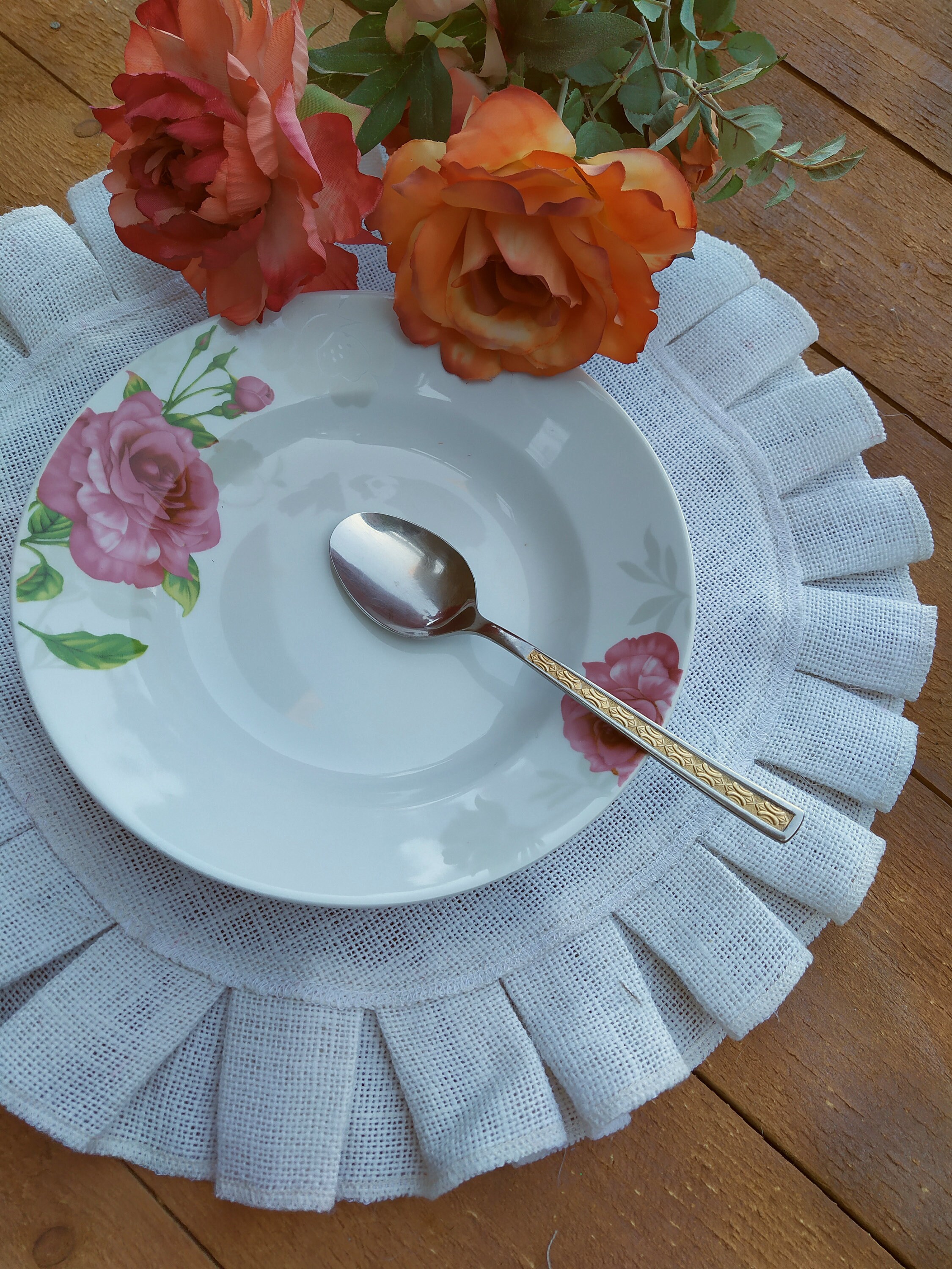 Ivory Round Placemats Ruffled Tablemats Wedding Table Decor Etsy