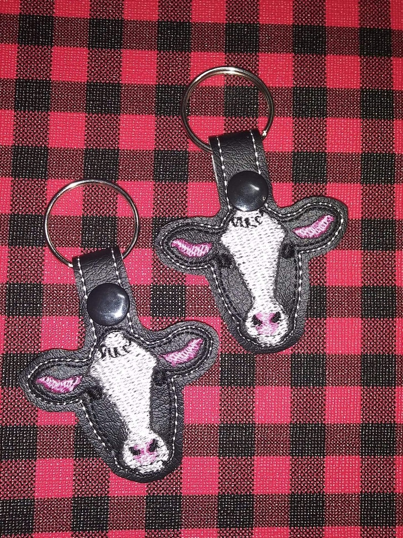 Holstein cow key fob embroidery file  etsy