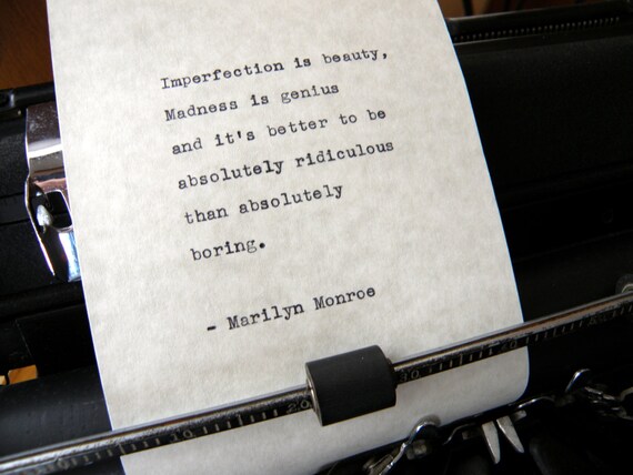 Marilyn Monroe Quote Imperfection Is Beauty Madness Is Etsy