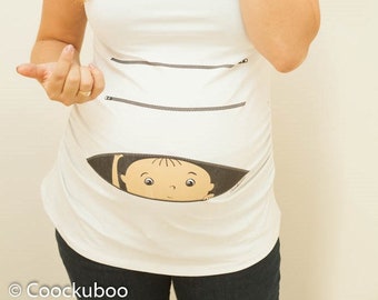 Peek a boo Maternity shirt, Maternity tees, COOCKUBOO Peekaboo cute funny shirt, high quality MATERNITY Shirt, Maternity wear, new mom gift