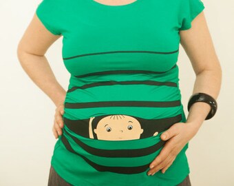 FREE SHIPPING, funny pregnancy tshirt, announcement maternity shirt, new mom tshirt, cute peekaboo tunic, baby peeking out top, gift idea