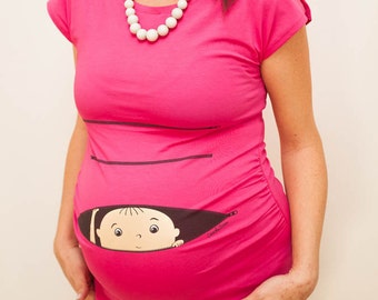 Pregnancy Clothing, Funny Maternity Shirt, Maternity Clothes, Maternity Tshirt, baby peeking, peek-a-boo, peekaboo